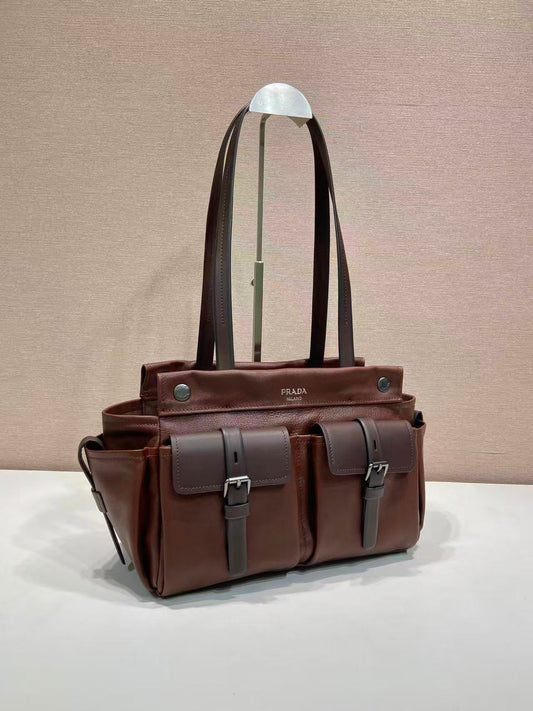 Prada Route Shopping Bag Brown Leather