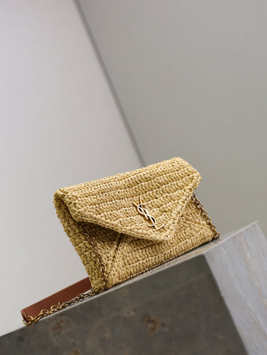 Prada Calypso Bag 19cm Beige Raffia Leather