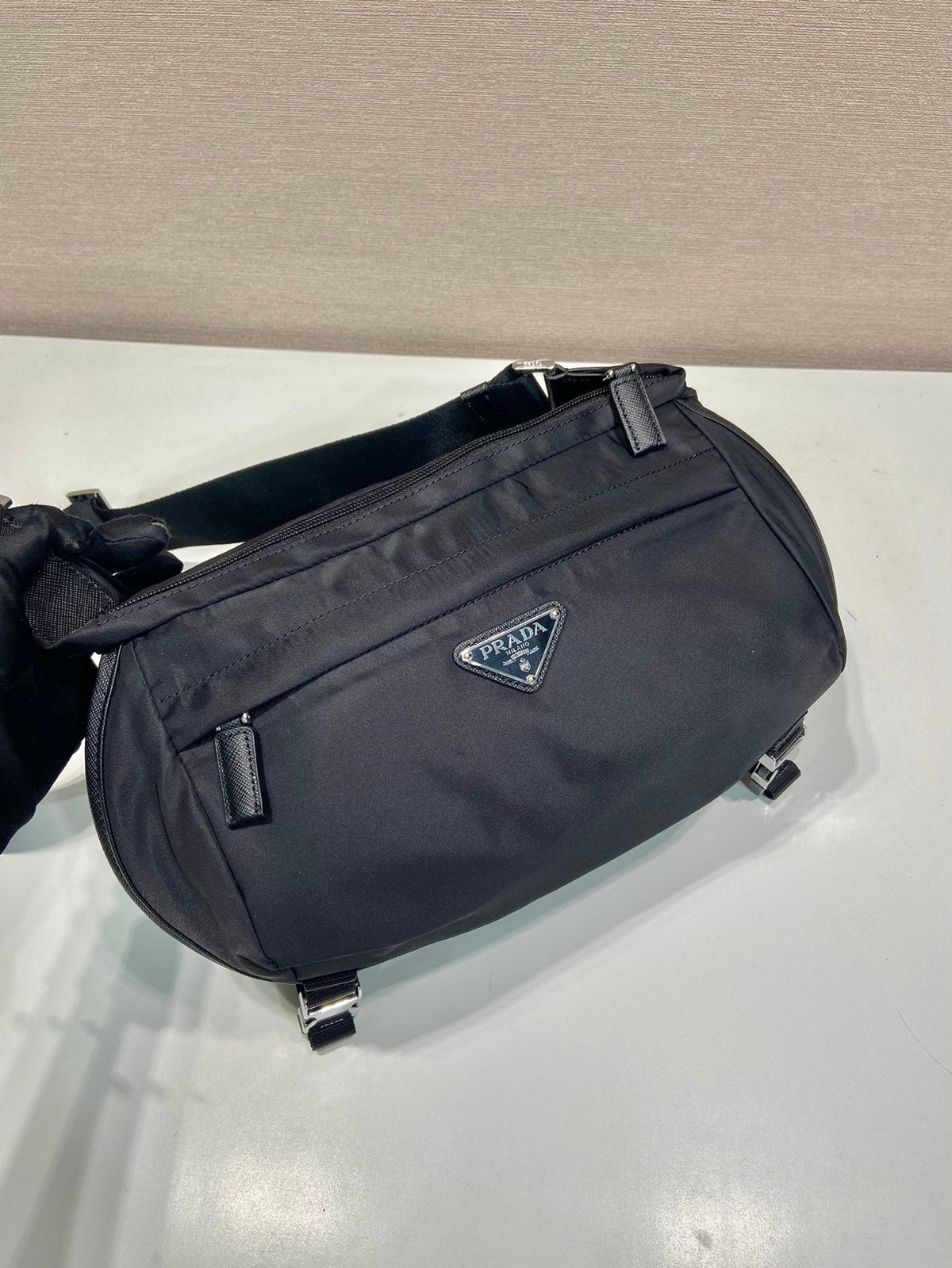 Prada Mini Messenger Bag 27cm Black Re-Nylon Leather