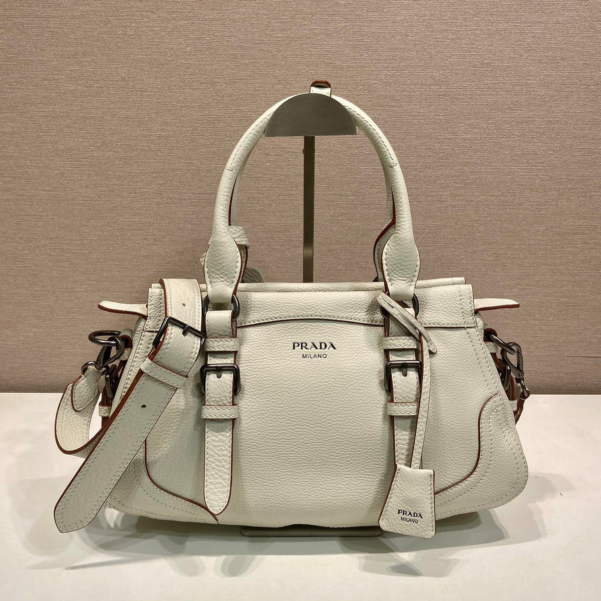 Prada Large Tote Bag 35cm Ivory Leather