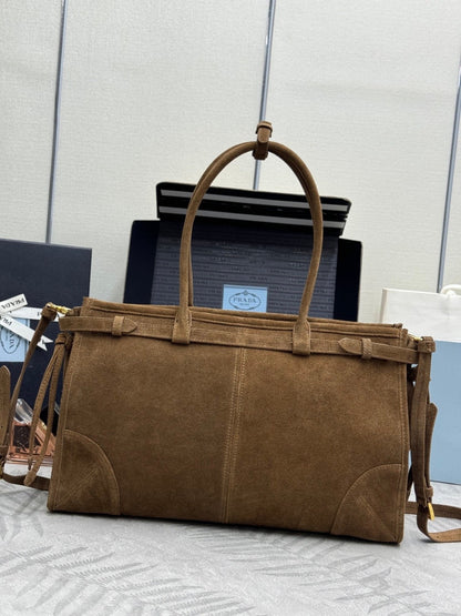 Prada Bonnie Large 38cm Brown Suede
