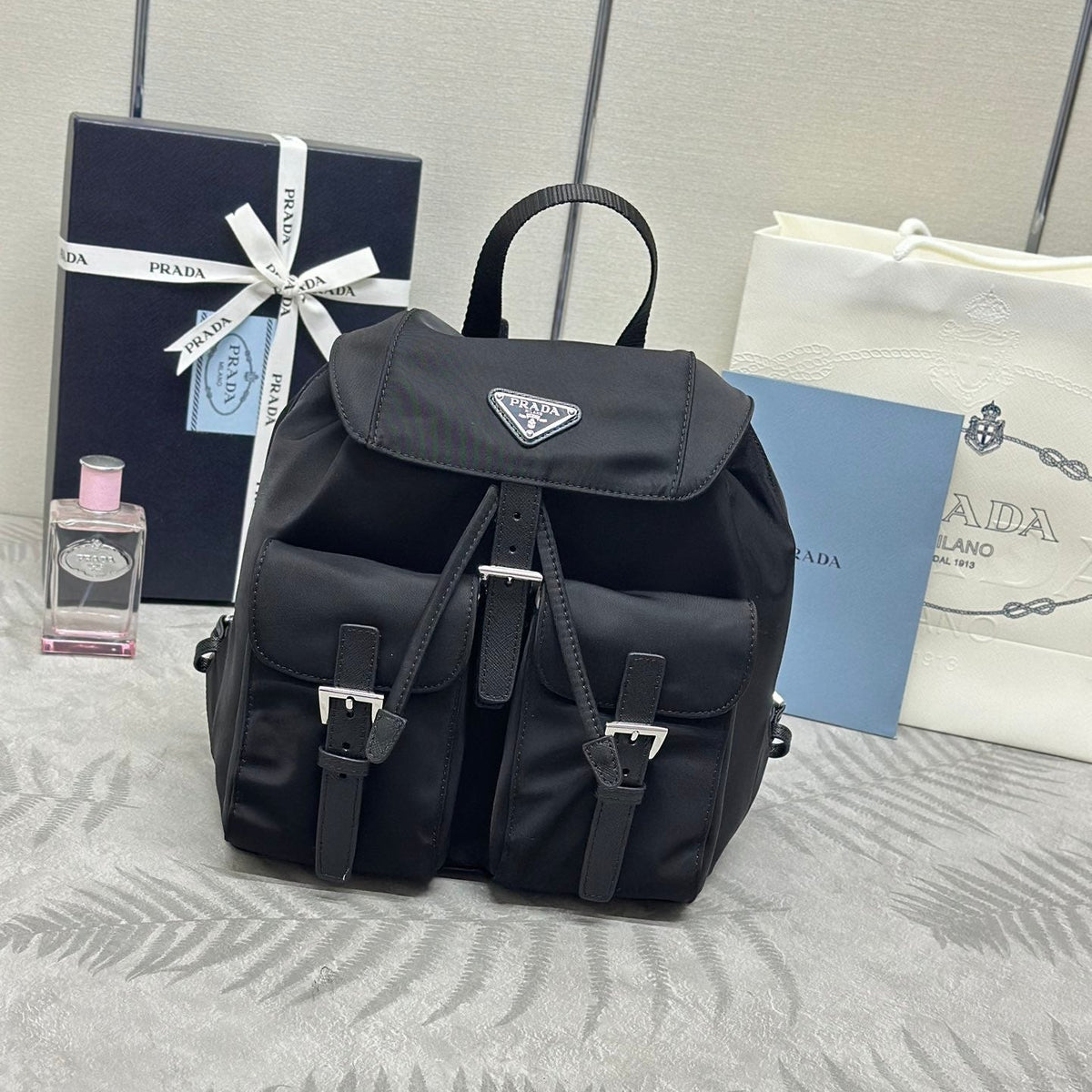 Prada 2026 Backpack 23.5cm Black Re-Nylon
