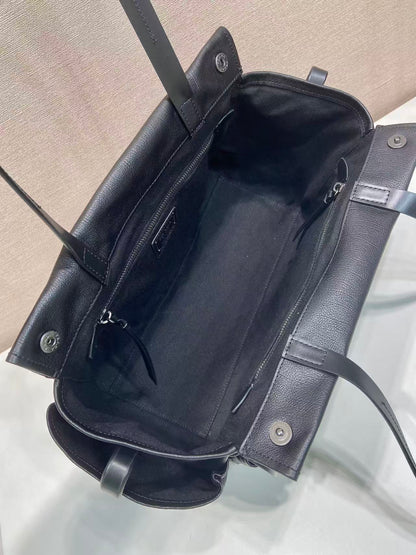 Prada Route Shopping Bag Black Leather