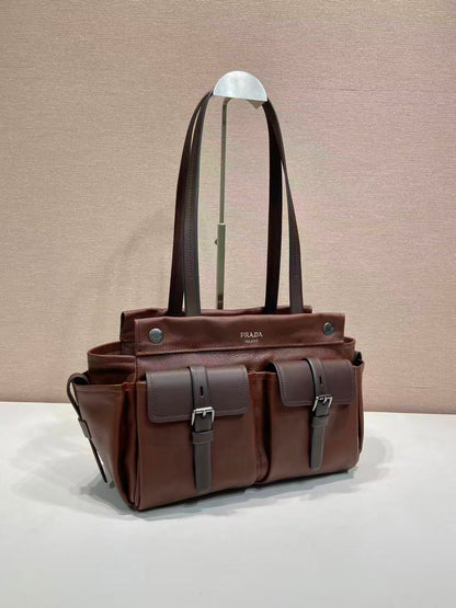 Prada Route Shopping Bag Brown Leather