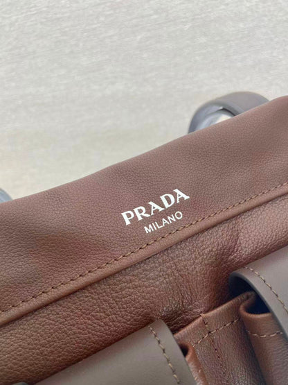 Prada Route Shopping Bag Brown Leather