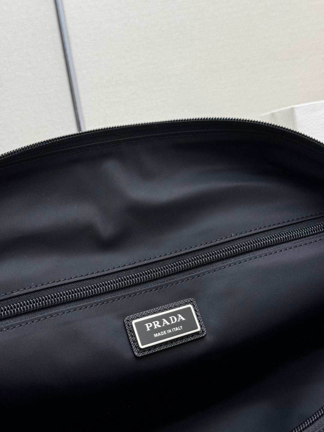 Pra Duffle Bag Black Re-Nylon Saffiano Leather