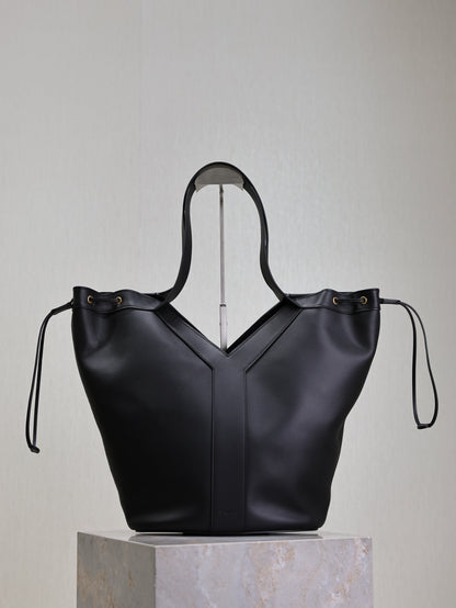 Prada Y Large Leather HOBO Bag Black Leather