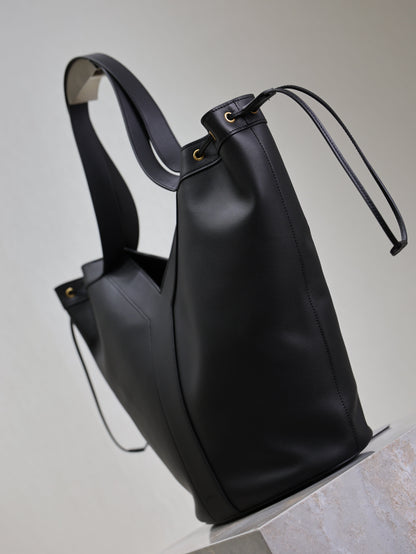 Prada Y Large Leather HOBO Bag Black Leather