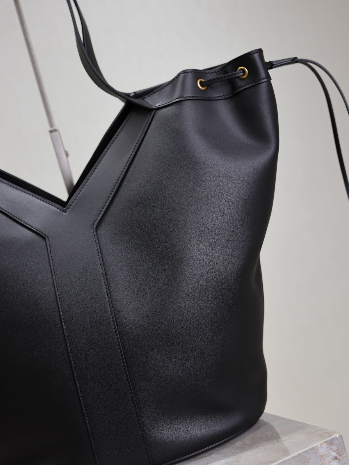 Prada Y Large Leather HOBO Bag Black Leather