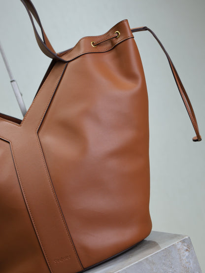 Prada Y Large Leather HOBO Bag Caramel Leather