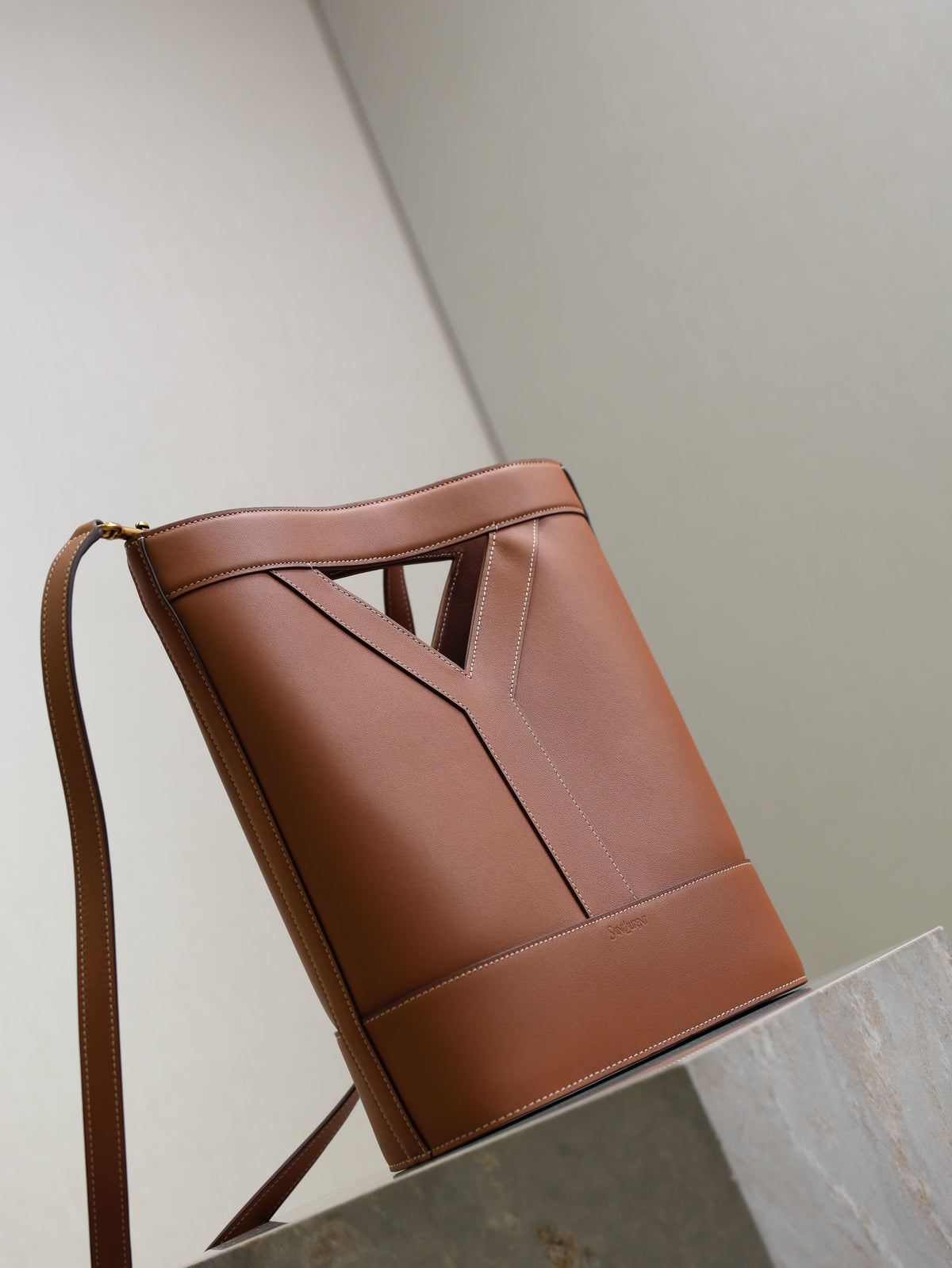 Prada Y Small Bucket 23cm Caramel Leather