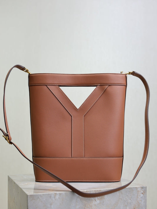 Prada Y Small Bucket 23cm Caramel Leather