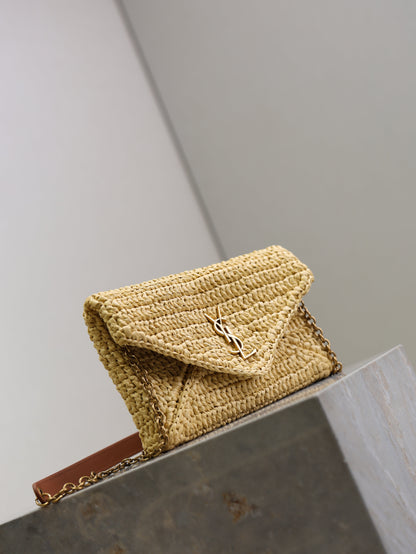 Prada Calypso Bag 19cm Beige Raffia Leather