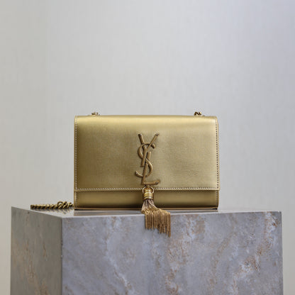 Prada Kate Small Bag 20cm Gold Metallic Calfskin.