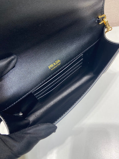 PRA Cross pattern envelope bag black leather 341148