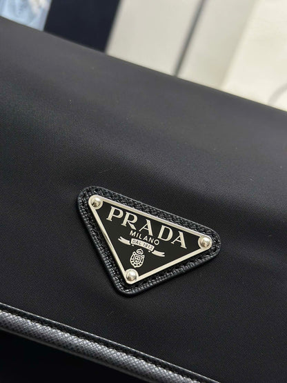 Prada 25AW Men's Saddle Bag 22 Black  Re Nylon Fabric
