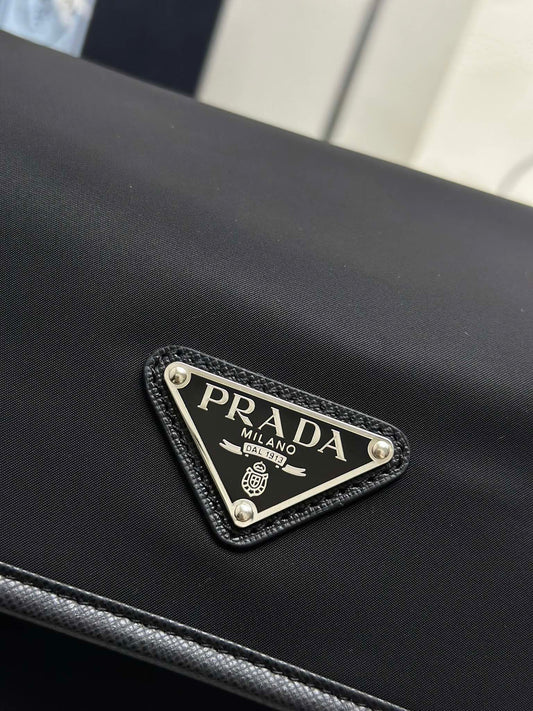 Prada 25AW Men's Saddle Bag 22 Black  Re Nylon Fabric