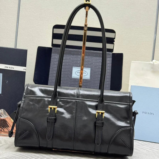 Prada 2026 Shoulder Bag 31cm Black Leather 345568
