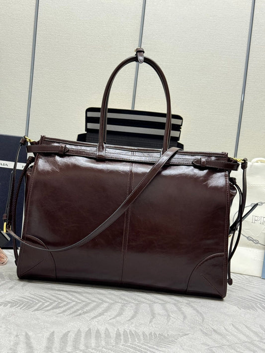 Prada Bonnie Extra-Large 42cm Dark Burdundy Calfskin