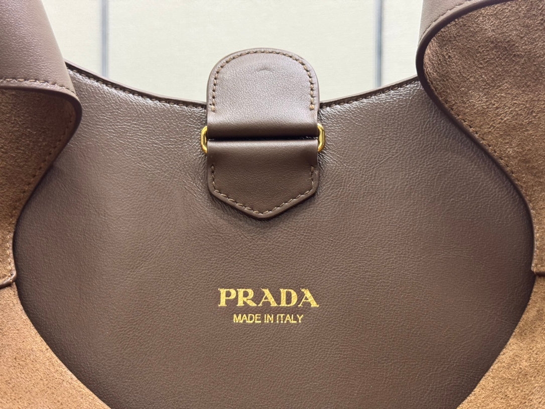 Prada Cleo Crossbodybag 40cm Brown Nubuck Leather