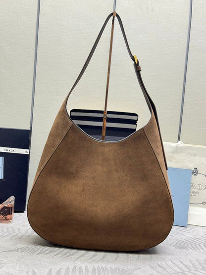 Prada Cleo Crossbodybag 40cm Brown Nubuck Leather