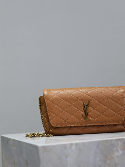 Prada Gaby Phone Bag 19cm Light Brown Quilted Leather GHW