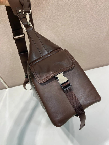 Prada 2026 Bonnie Bag 38cm Blue Brown Denim Leather 351797